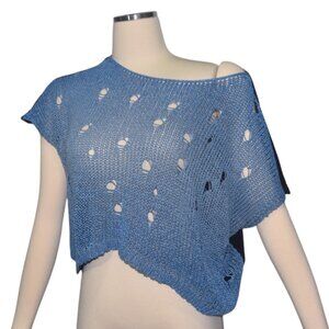 Cop Copine Isle Distressed Crop Oversize Sweater Top M